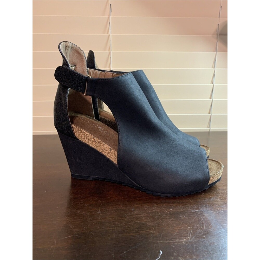 Boutique by Corkys Cork Wedge Heels Sunburst Black Size 9
